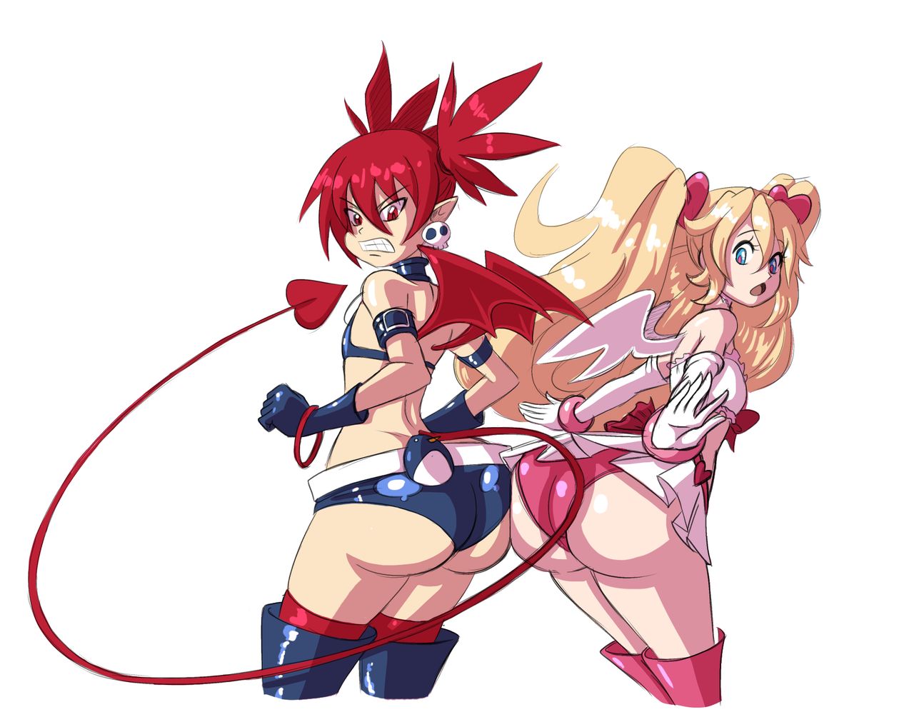 annoyed axel-rosered big_butt blonde_female blonde_hair blue_panties butt butt_expansion butt_to_butt disgaea disgaea_1 disgaea_d2 etna flonne huge_butt large_butt long_hair nippon_ichi_software panties pink_panties pure_flonne red_hair