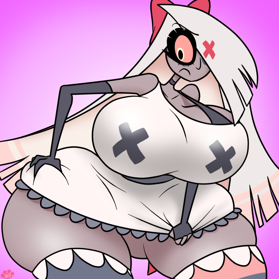 big_breasts clothed female female_only hazbin_hotel huge_breasts huge_thighs kecomaster vaggie_(hazbin_hotel)