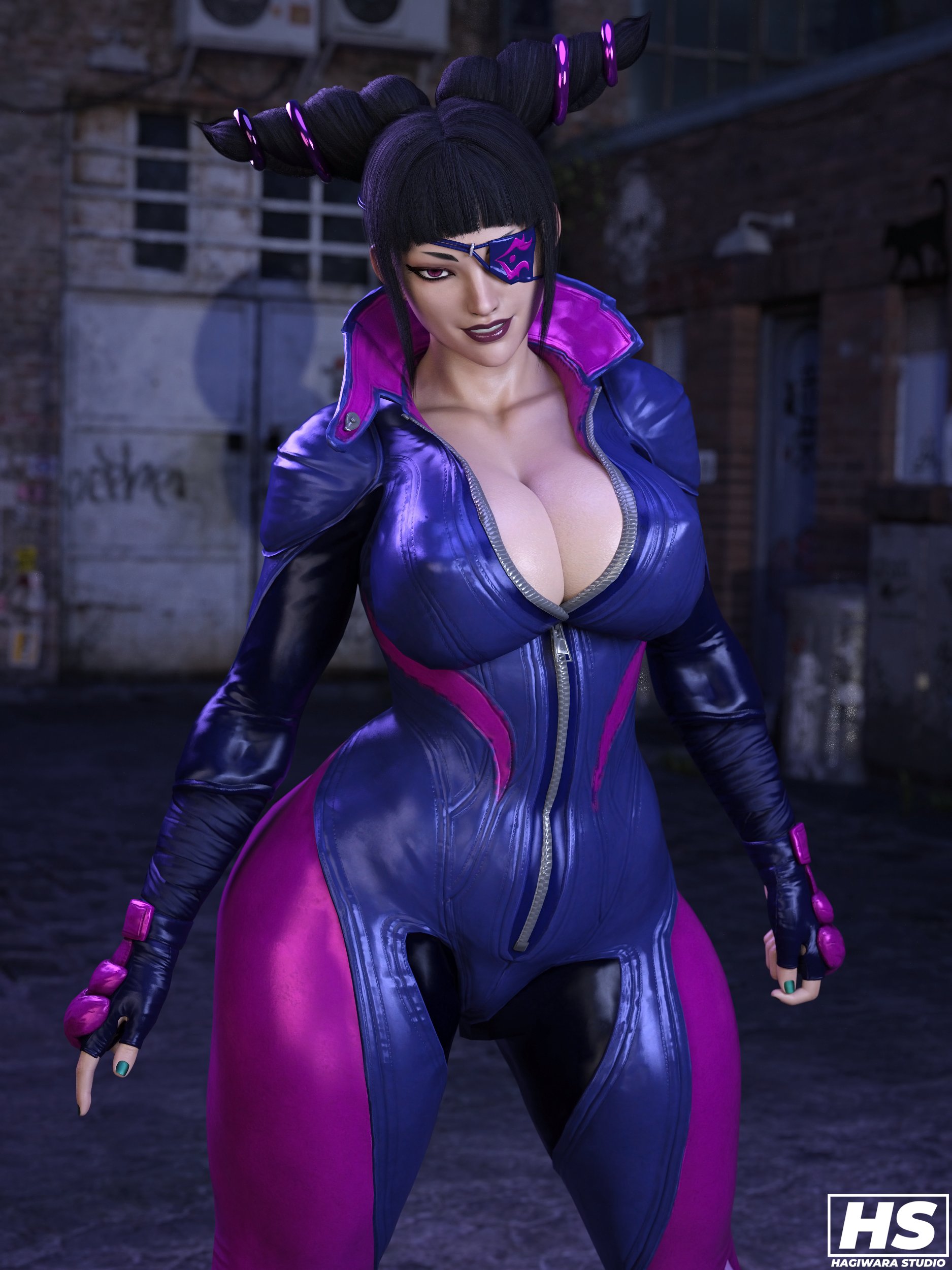 1girls, 3d, abs, alternate version at source, alternate version available, ass, big ass, big breasts, bodysuit, breasts, capcom, female, female only, fully clothed, hagiwara studio, hair drills, juri han, korean, korean female, solo, street fighter, street fighter v, thick thighs, voluptuous, wide hips