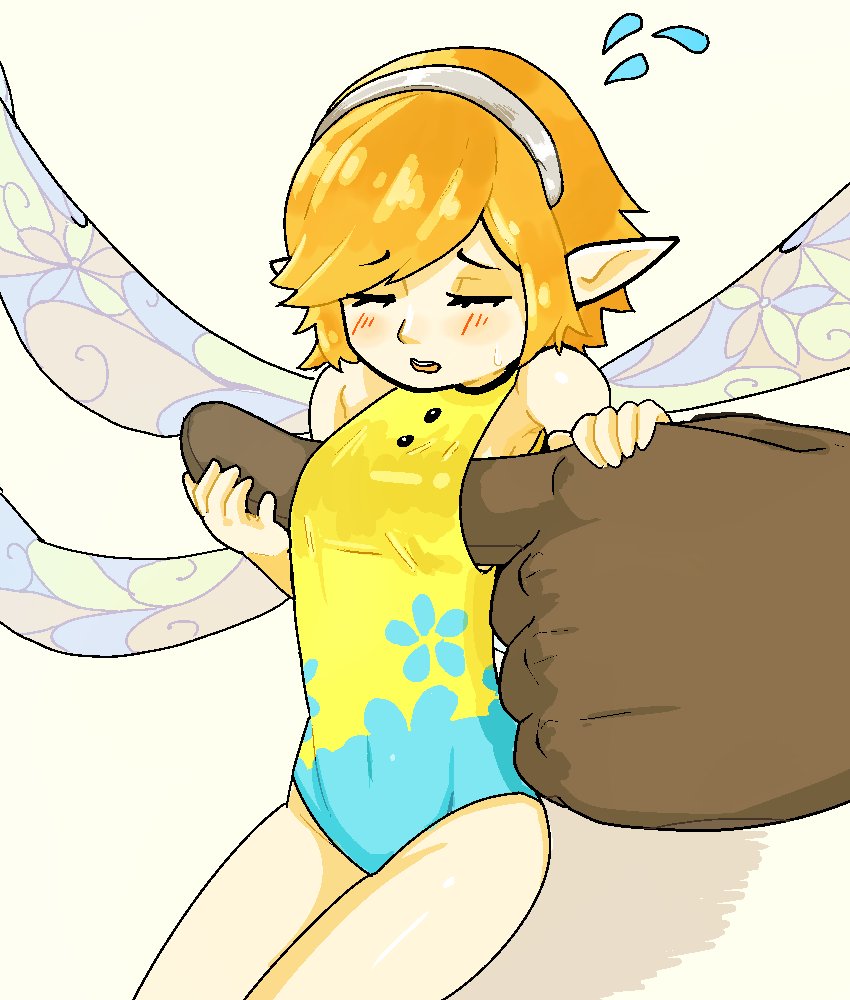 1boy, 1girls, atlus, blush, brown gloves, extreme size difference, fairy, fairy wings, female, gallica, giant, gloves, hinaz1, larger male, light skin, light-skinned female, macro, male, male/female, metaphor: refantazio, micro, micro female, micro on macro, minigirl, pointy ears, short hair, size difference, smaller female, will (metaphor: refantazio), wings