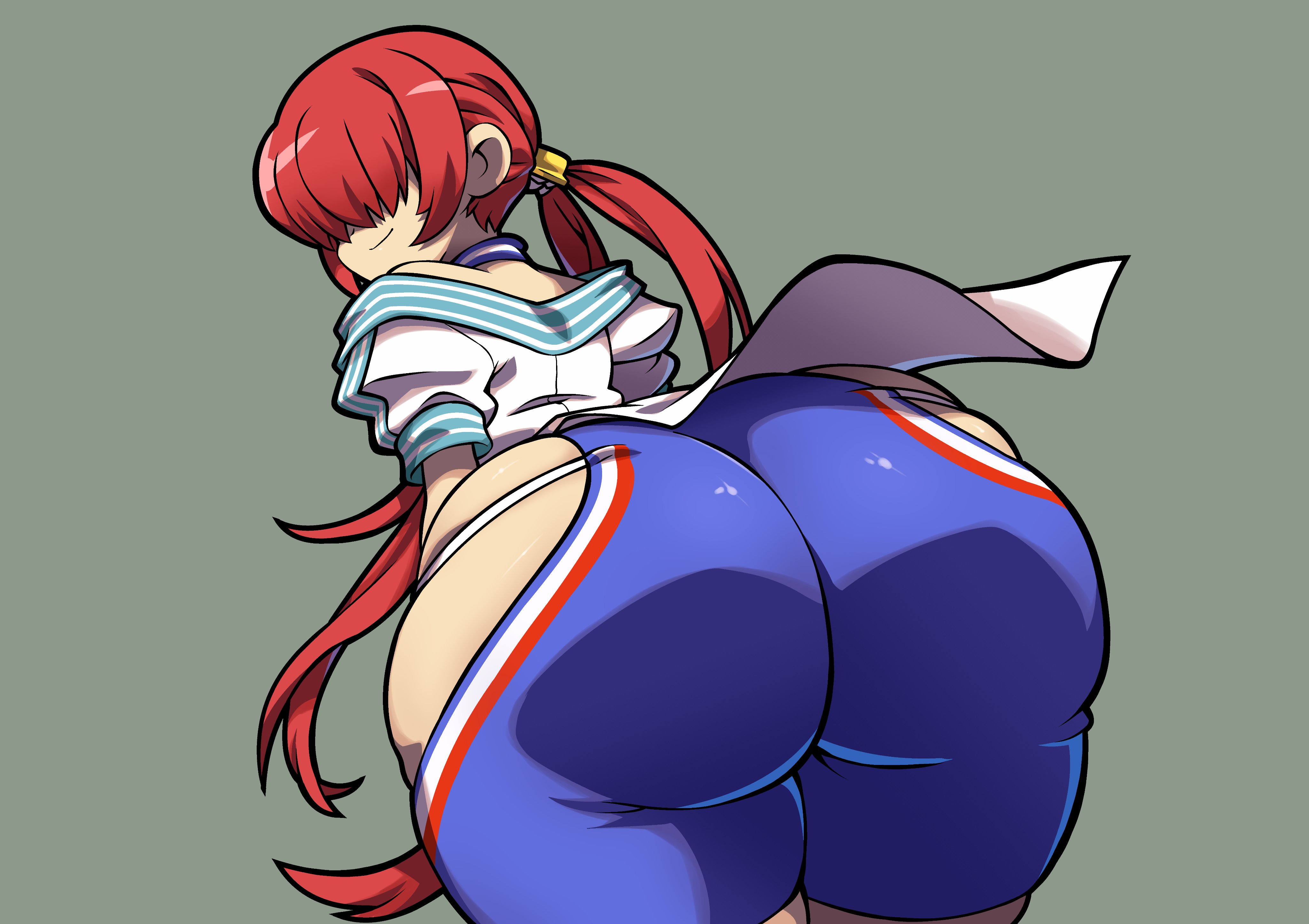 1girls, big ass, fat ass, female, from behind, huge ass, king of fighters, light skin, light-skinned female, long hair, looking at viewer, looking back, niyuyu, niyuyu00, pale skin, pale-skinned female, pants, ponytail, red hair, shermie (kof), skirt, smile, smiley face, thick, thick ass, thick thighs, thighs, tight clothes, tight pants, twintails, voluptuous, voluptuous female