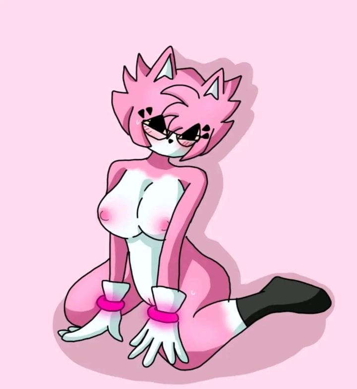 adorable, amy rose, anthro, creepypasta, designada rosy, glasses, malware amy, mouthless, original character, solo, sonic (series)