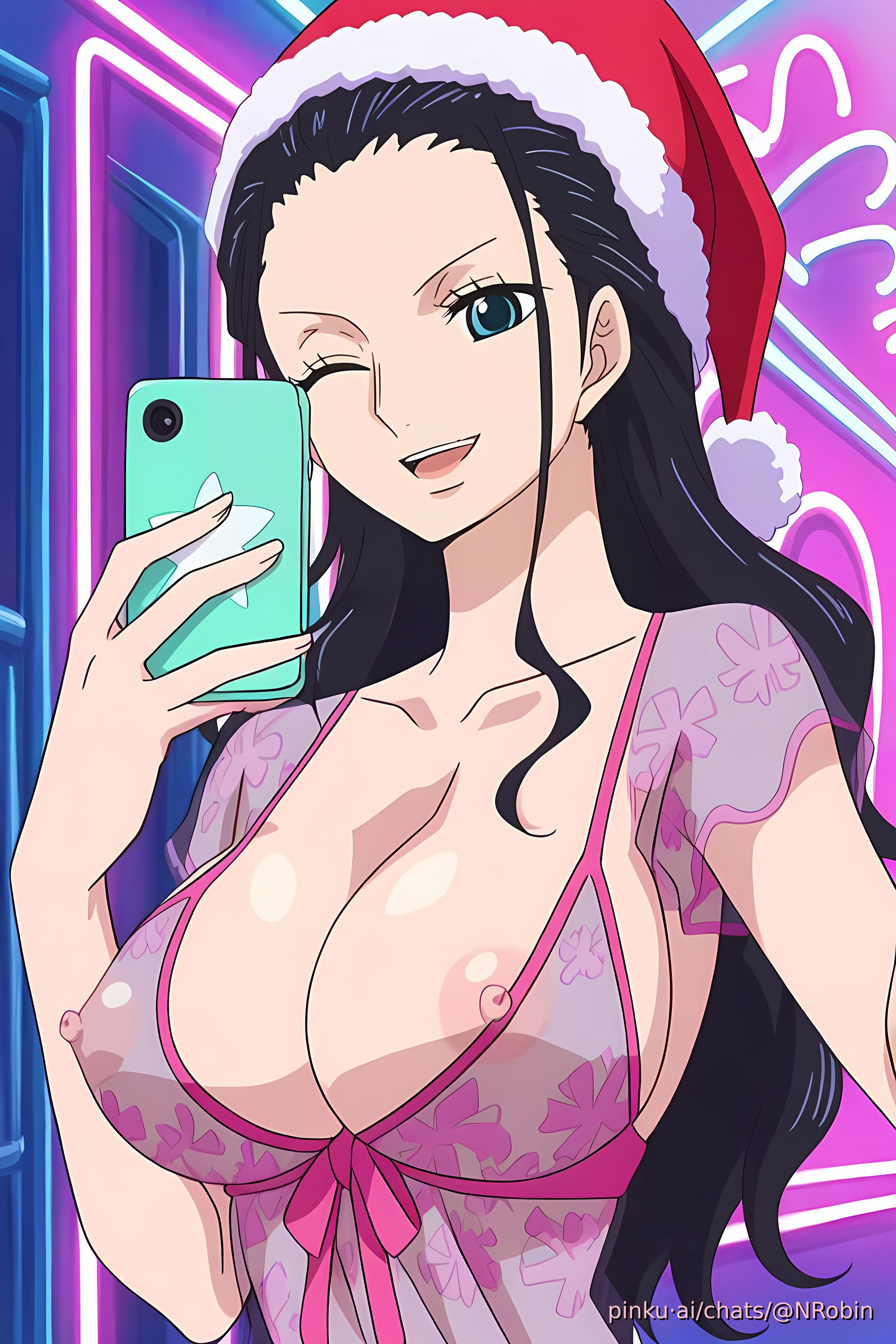 1girls, ai generated, aichat, black-haired female, blush, breasts, christmas, clothing, cosplay, cute, female, female only, flashing, girl, hd, hentai, nico robin, one piece, pinku, pinku ai, pinku.ai, pinkuai, porn, santa, sexy, uncensored