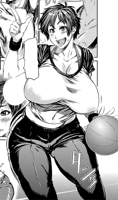 ball basketball breasts comic curvaceous empty_speech_bubble gym_uniform huge_breasts monochrome oppai plump short_hair st-retcher thick_thighs wide_hips