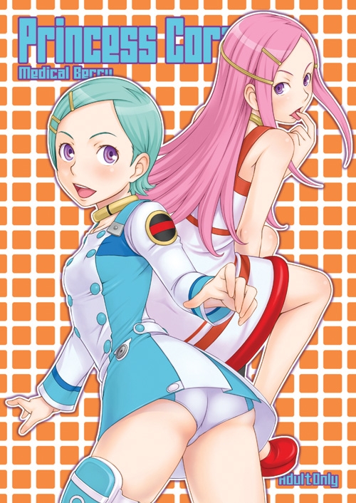 2girls anemone_(eureka_seven) aqua_hair collar eureka eureka_seven eureka_seven_(series) face female female_only ha-ru hair_ornament hairclip multiple_girls pink_hair purple_eyes teal_hair thigh_strap