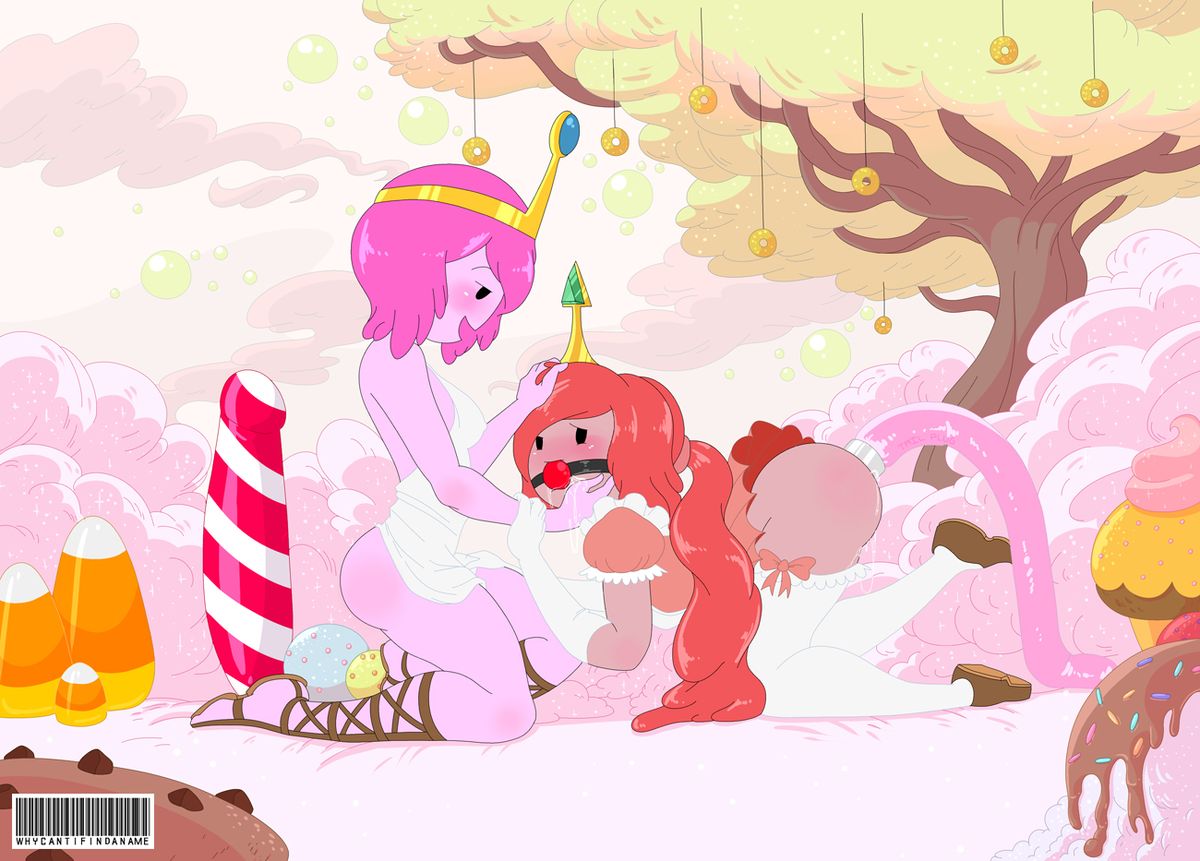 adventure time, clothed, cum, female, maid, multiple females, multiple girls, princess bubblegum, princess chewypaste, saliva, whycantifindaname, yuri