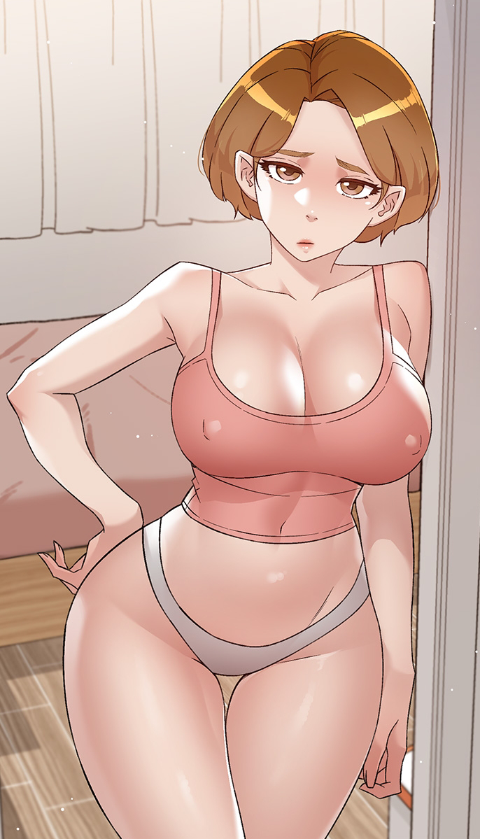 1girls 2d all_about_my_best_friend aunt_sujeong color confused confusion everything_about_best_friend female female_focus female_only fit fit_female full_color looking_at_viewer manhwa milf nipple_bulge nipples nipples_visible_through_clothing official_art older_female panties pornhwa short_hair tank_top tharchog_(artist) thick_thighs thigh_gap thighs webtoon worried