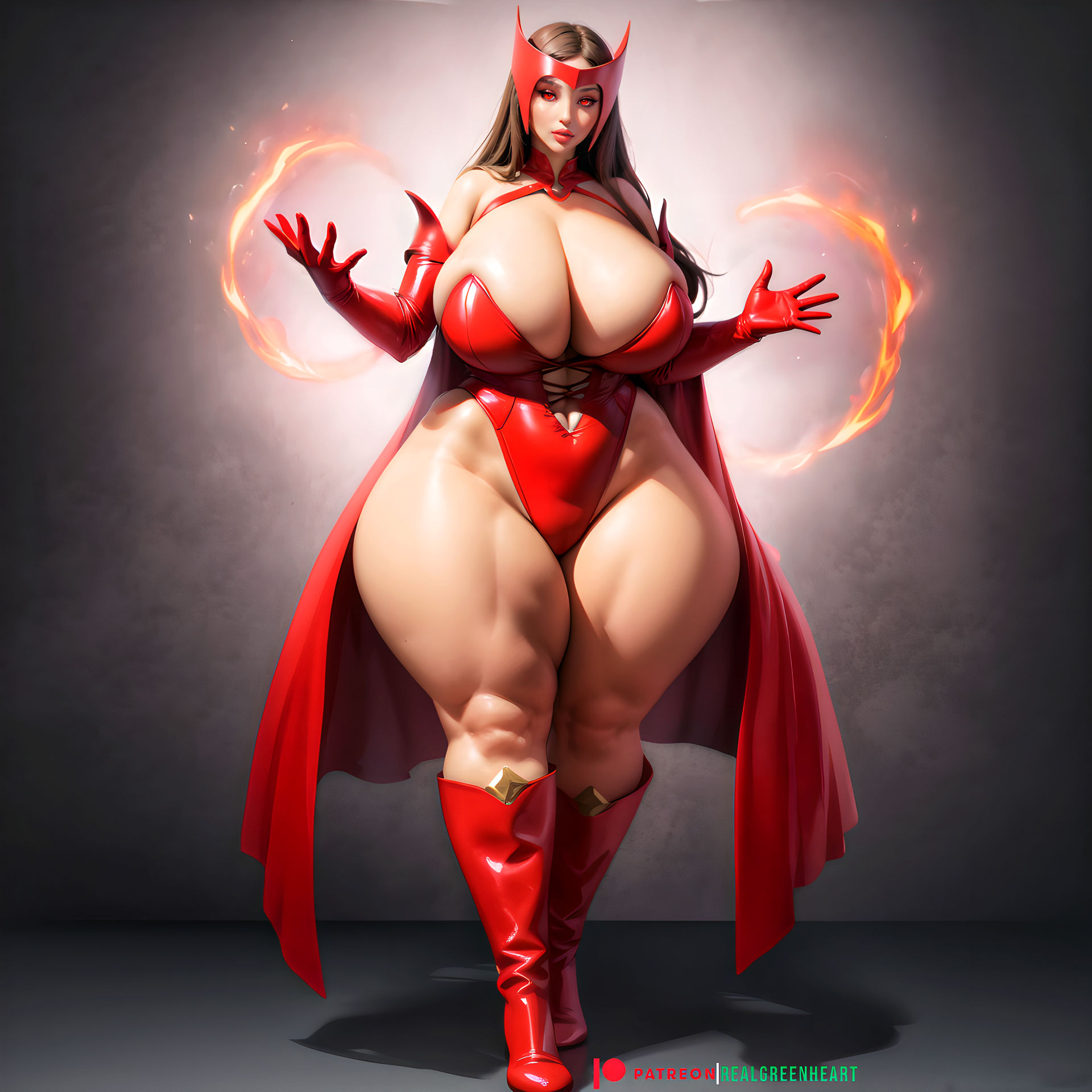 1girls, ai clothes, ai generated, artist name, ass, big ass, big breasts, big thighs, bimbo, bimbo body, bottom heavy, breasts, breasts bigger than head, bursting breasts, busty, cleavage, curvy, curvy figure, digital media (artwork), enormous breasts, eyebrows, eyelashes, eyes, female, female focus, female only, fit, fit female, gigantic breasts, hair, hips, hourglass figure, huge ass, huge breasts, huge thighs, human, human only, hyper breasts, hyper thighs, large ass, large breasts, legs, light skin, light-skinned female, lips, magic, marvel, marvel comics, massive breasts, massive thighs, mature, mature female, muscular, muscular female, overflowing breasts, realgreenheart, round breasts, scarlet witch, slim, slim waist, solo, solo female, solo focus, stable diffusion, superhero, superheroine, thick, thick ass, thick hips, thick legs, thick lips, thick thighs, thighs, thunder thighs, thunderthighs, top heavy, top heavy breasts, upper body, venus body, voluptuous, voluptuous female, waist, wanda maximoff, watermark, wide hips, x-men