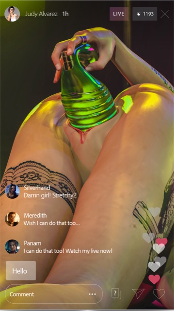 3d 3d_(artwork) ass ass_focus ass_up big_sex_toy cyberpunk_2077 daz3d dildo instadouble judy_alvarez legs livestream penetrable_sex_toy pussy sex_toy sex_toy_in_pussy sex_toy_insertion spread_pussy strapless vaginal_insertion vaginal_object_insertion vaginal_penetration