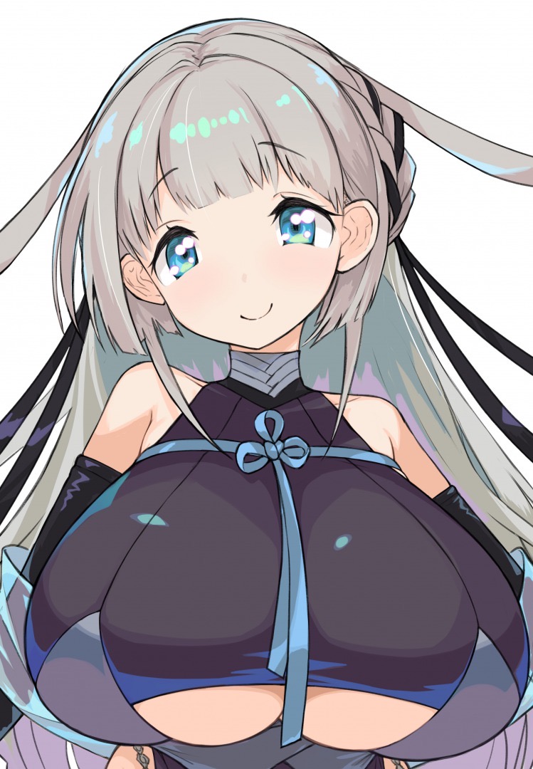 1girls animal_ears black_gloves blue_eyes bunny_ears bunny_girl clothed clothing eyebrows_visible_through_hair female female_only gloves grey_hair indie_virtual_youtuber light-skinned_female light_skin looking_at_viewer mikasayaki smile solo toka_(vtuber) underboob underboob_cutout virtual_youtuber