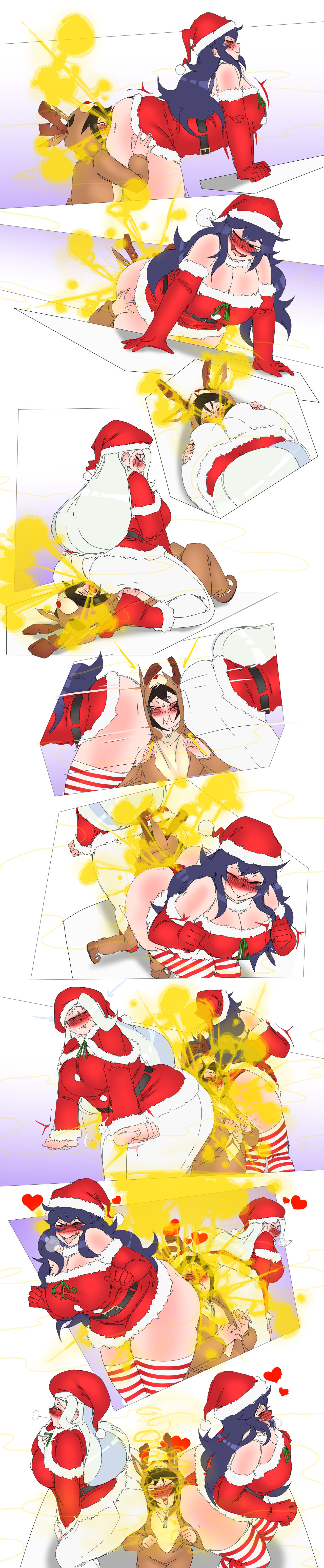 3girls, aged up, ass, ass sandwich, blush, comic, enjoying farting, enjoying farts, facesitting, fart, fart bukkake, fart cloud, fart fetish, fart torture, fat ass, female, female focus, female/female, grabbing ass, grabbing butt, heart, hex maniac, lazei, melony (pokemon), milf, poke kid (pokemon), pokemon, sandwiched, santa costume, santa hat, stinky, yuri