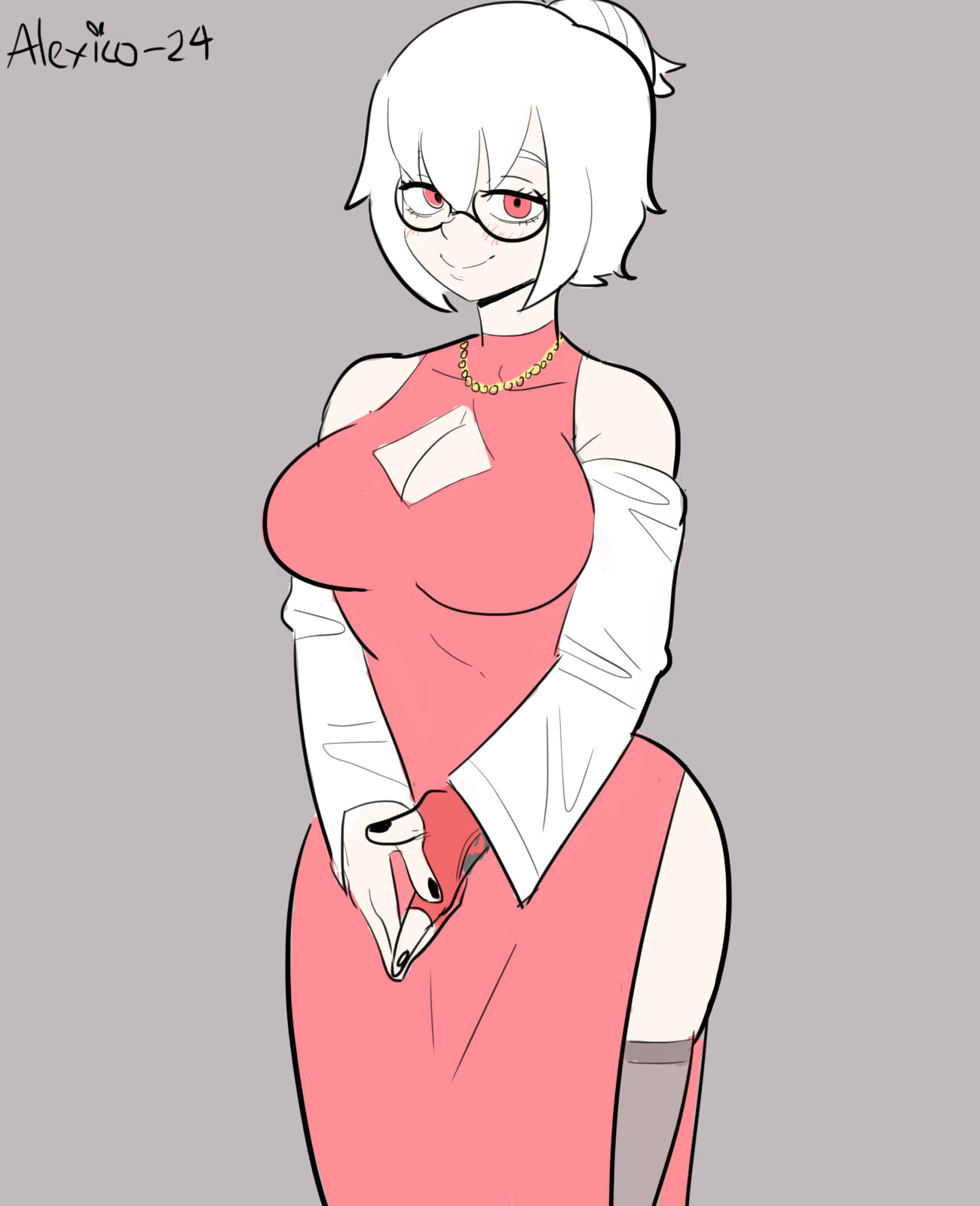 albedo (ben 10), albedo (chaquetrix), alexico roadagain, ben 10, breasts, chaquetrix, dress, female, female only, glasses