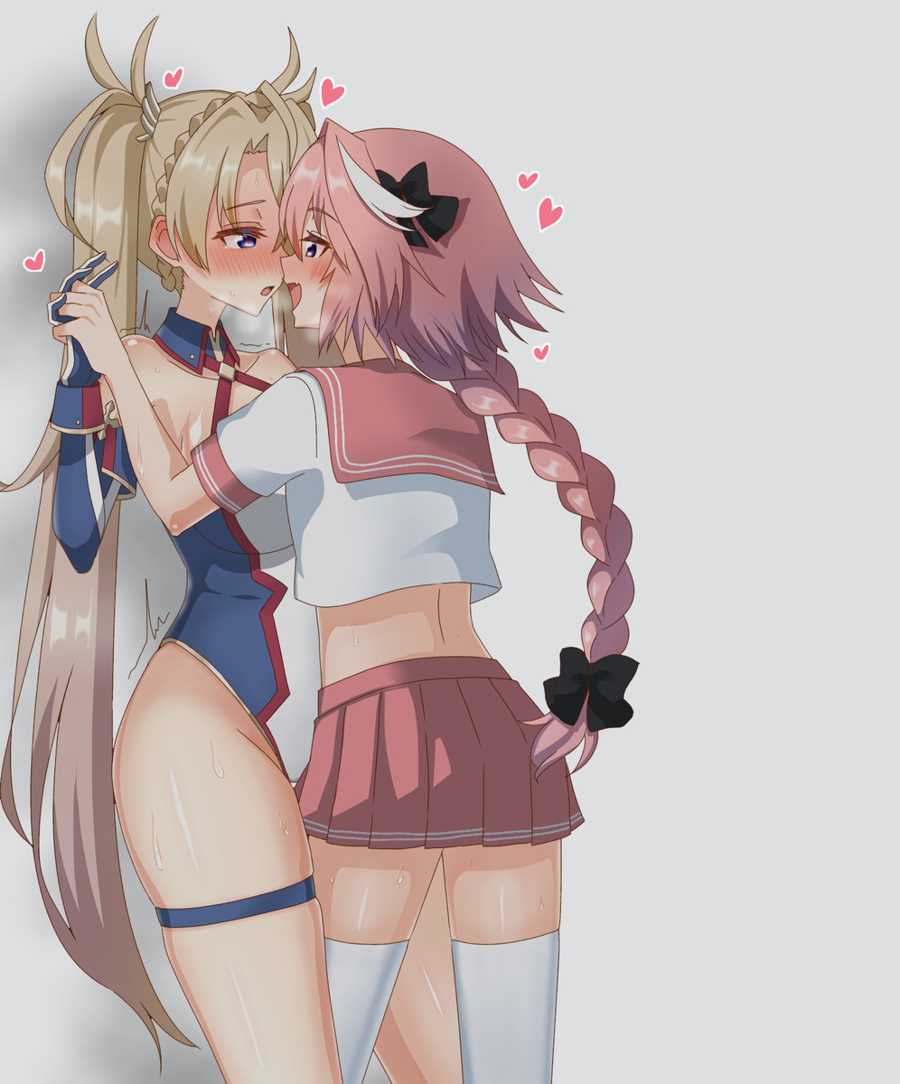 astolfo (fate), bigger female, bradamante (fate), clothed, clothed female, cousins, cute, cute face, cute male, fate (series), female, femboy, femboy on female, femboy with female, femboydom, incest, inminent sex, kissing, male, mature, small dom big sub, straight, tight, trap