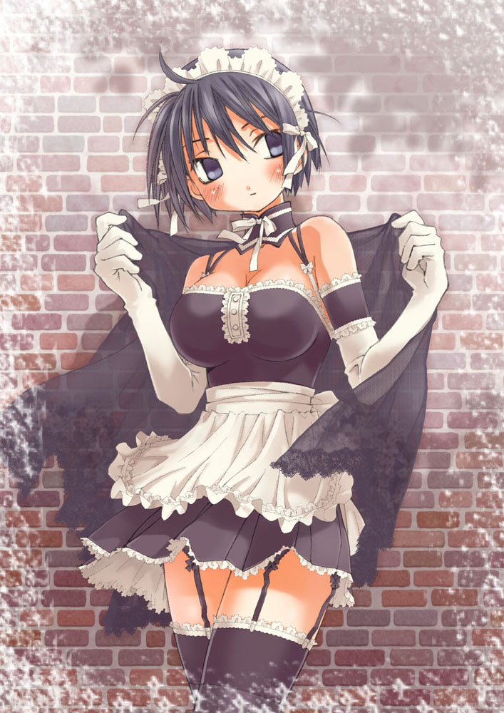 arm_garter black_legwear choker elbow_gloves garter_belt garters gloves kore_ga_watashi_no_goshujin-sama lingerie maid sawatari_izumi solo thighhighs tsubaki_asu underwear