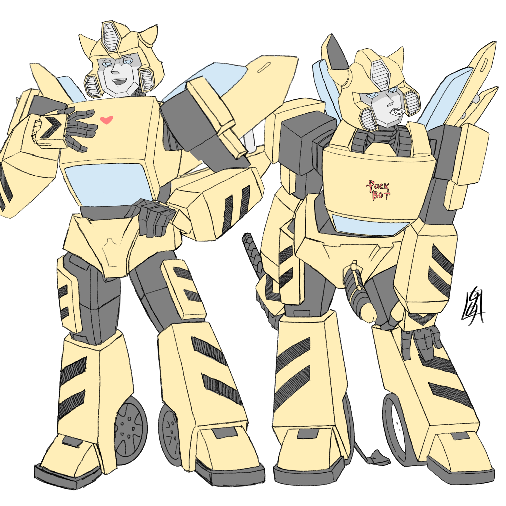 alien, alien humanoid, autobot, blue eyes, bumblebee (transformers), dick out, erect penis, holding whip, male, nuefass, penis, robot, robot alien, robot humanoid, transformers, transformers g1, whip