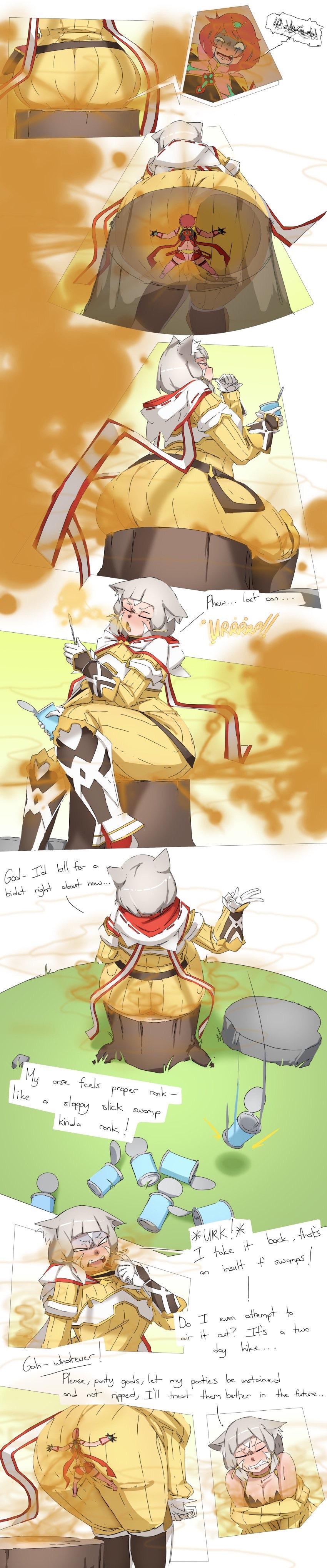 2girls, ass, comic, fart, fart fetish, fart torture, fat ass, female, giantess, lazei, lingering stench, nia (xenoblade), pyra (xenoblade), stinky, unaware buttcrush, wide hips, xenoblade (series)