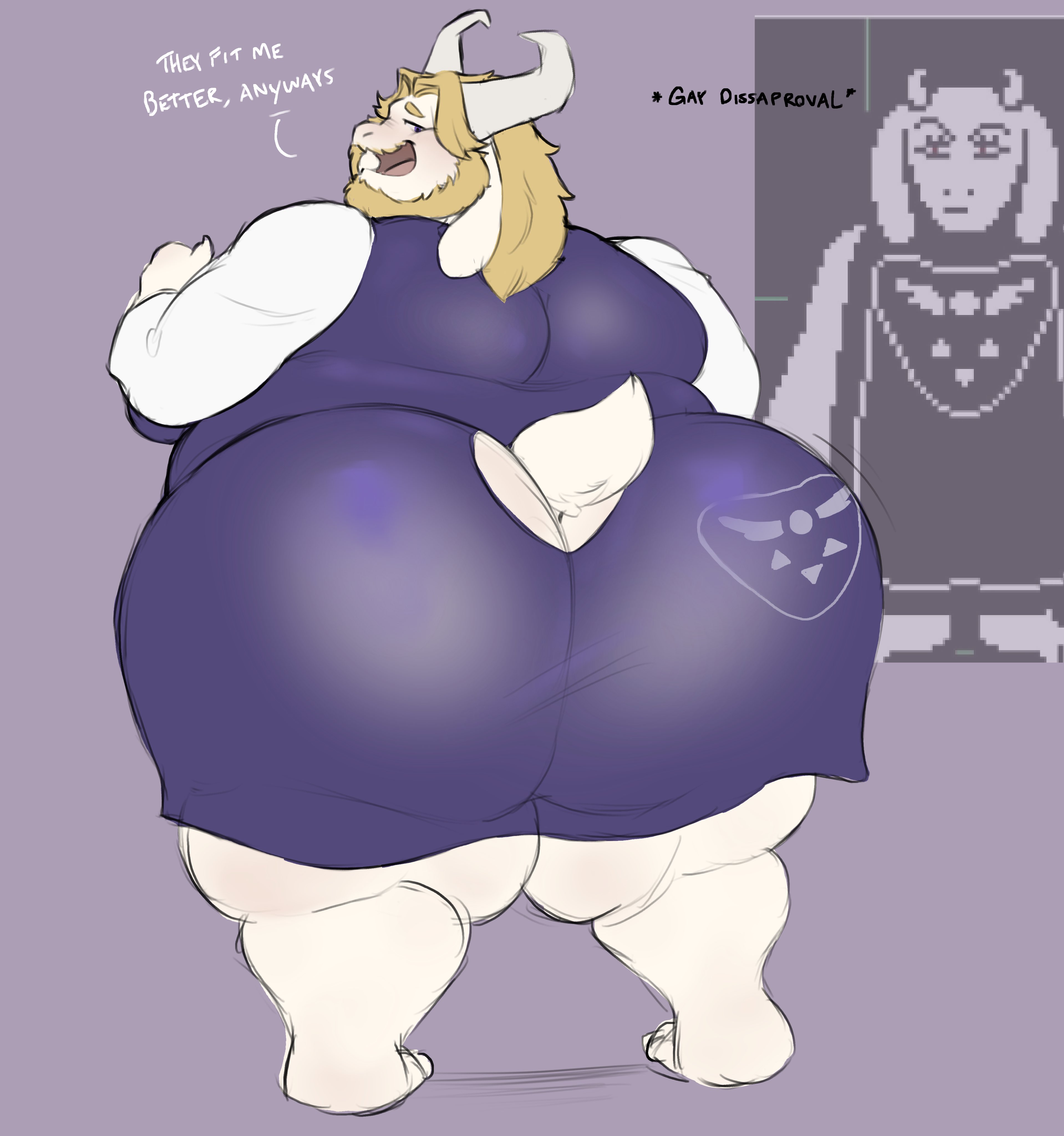 1boy, 1girls, asgore dreemurr, ass, ass focus, baconbearart, big ass, dress, female, kbaconbear, male, male focus, tagme, toriel, undertale, undertale (series)