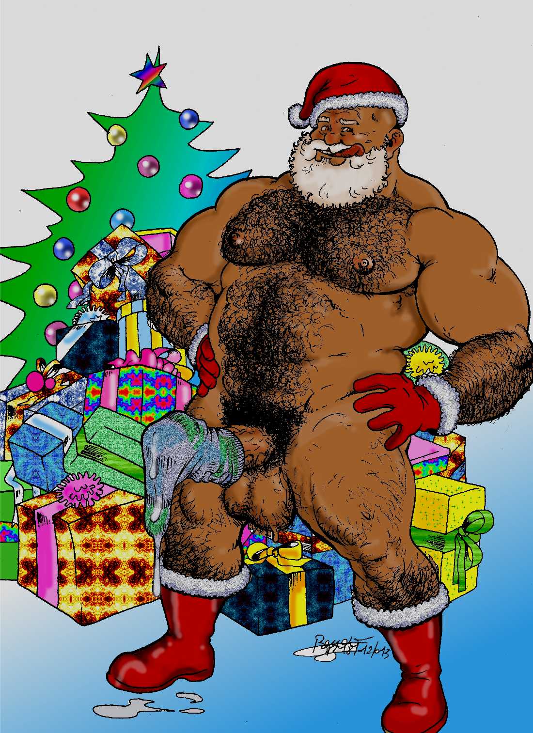 1boy alpha_male big_dick big_pecs bruno_b cum cumming cumsock daddy dark-skinned_male fat fat_man hairy hairy_chest hairy_forearms hairy_male male male_only male_pubic_hair masculine muscle muscles muscular muscular_male penis pubic_hair santa_claus santa_costume socks solo tanned