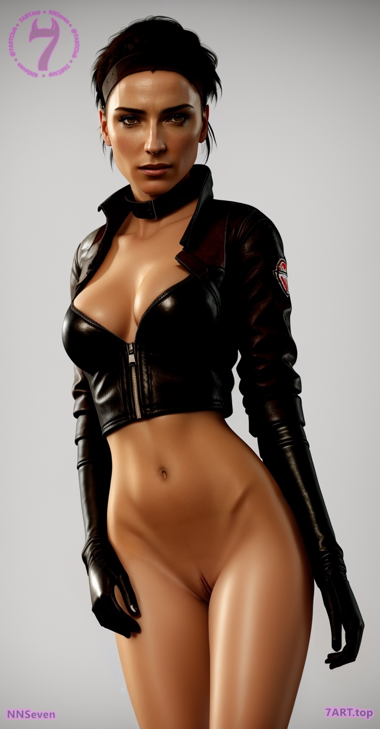 1girls ai_generated alyx_vance bare_legs black_hair collar cute detailed female female_only girl gloves half-life half-life_2 high_quality looking_at_viewer nnseven nude photorealistic pussy realistic solo solo_female straight_hair vagina valve