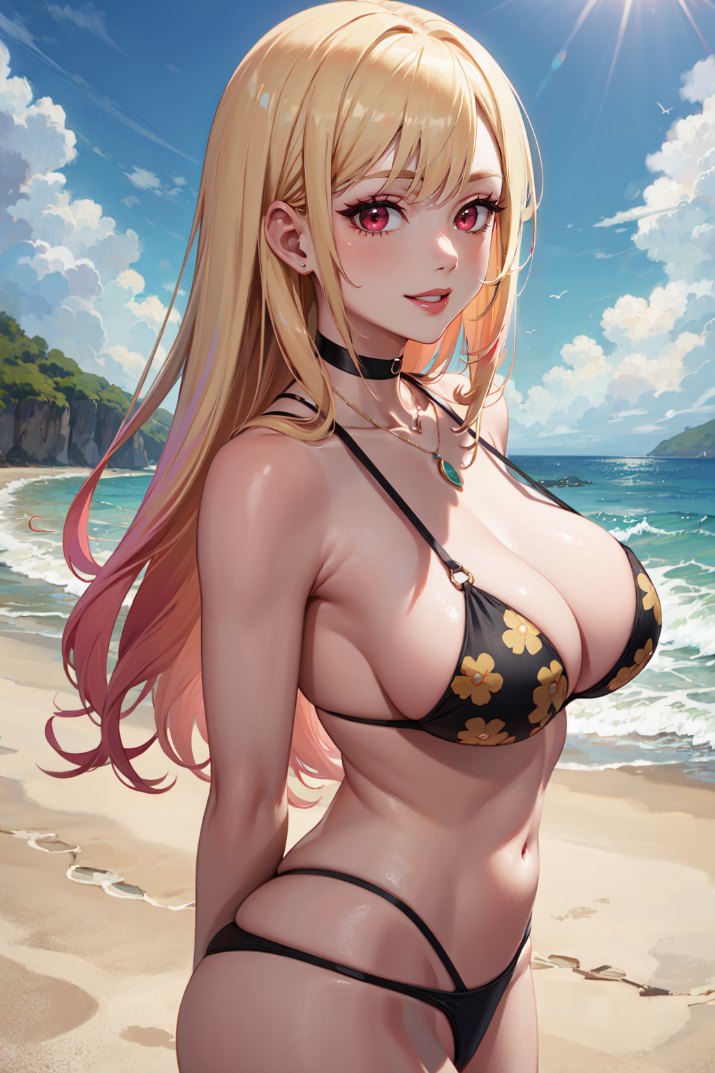 1girls, ai generated, bikini, blonde hair, curvy body, curvy female, curvy figure, female, female focus, female only, hi res, kitagawa marin, long hair, sono bisque doll wa koi wo suru, stable diffusion