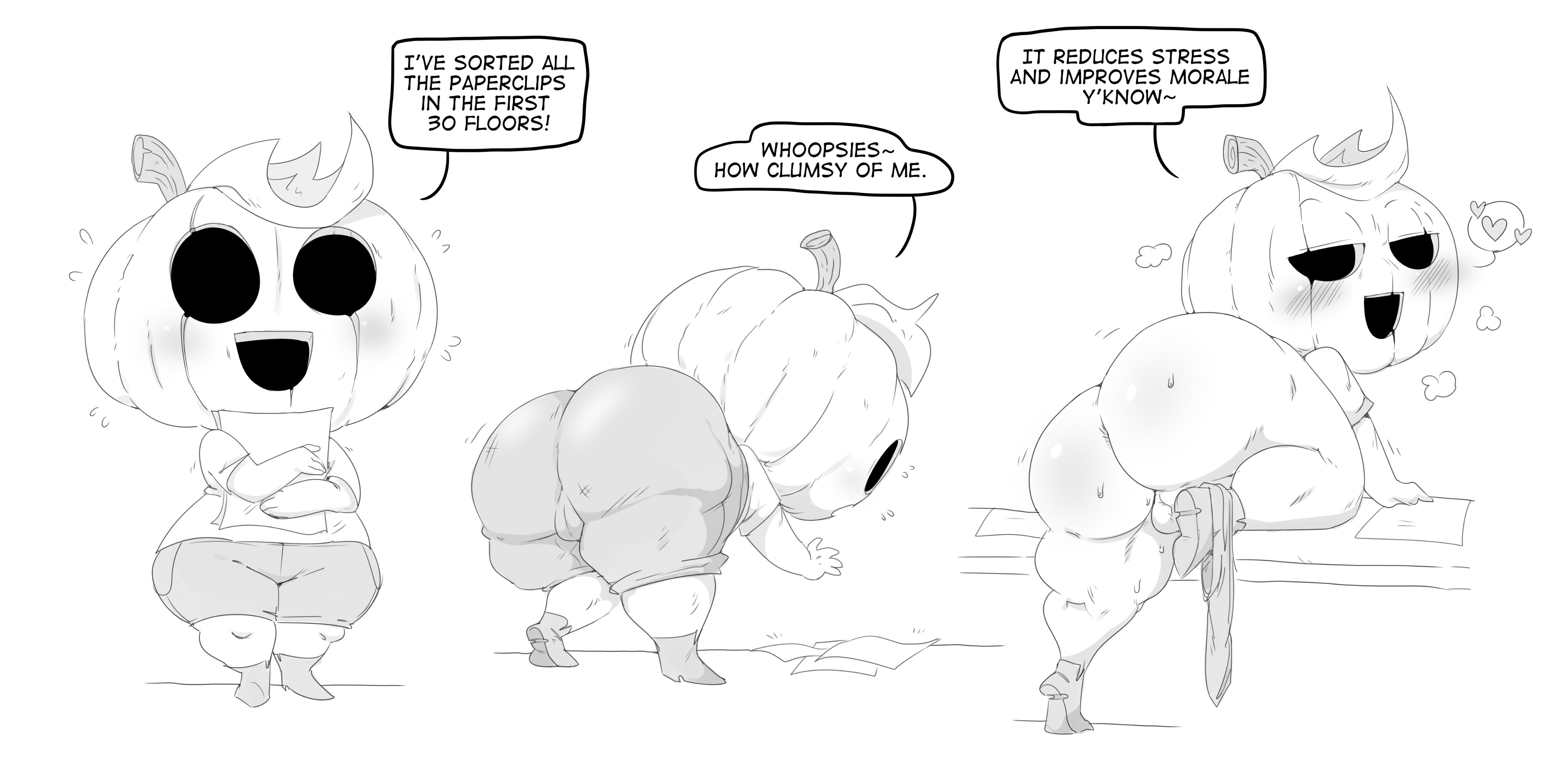 1girls, ass, bent over, big ass, female, have a nice death, heart, hi res, highres, inviting to sex, mhdrawin, monochrome, pants around one leg, presenting, pump quinn, pumpkin, pumpkin head, pussy, pussy bulge, shortstack, sketch, thick thighs, visible breath, wide hips