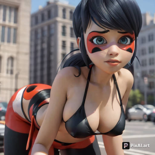 1girls, ai generated, female, female only, marinette cheng, marinette dupain-cheng, miraculous ladybug, miraculous: tales of ladybug and cat noir, pescutia (artist), solo