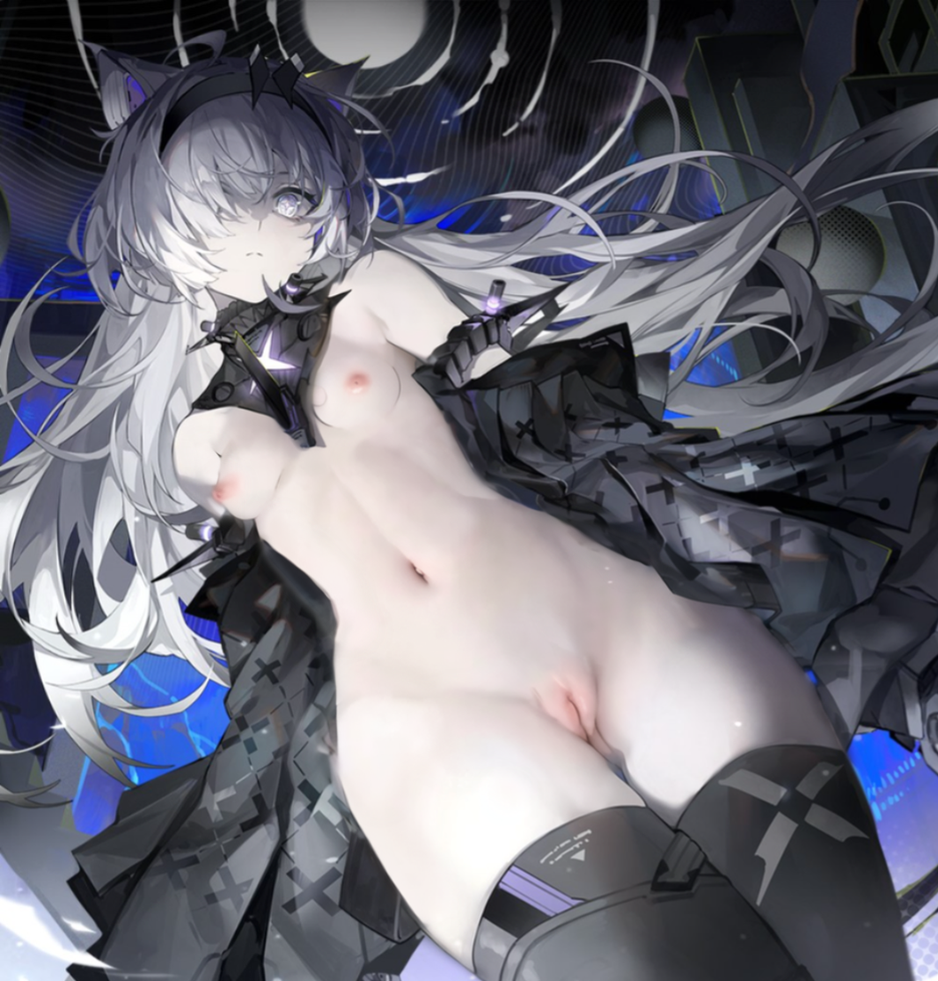 1girls ai_generated animal_ears edit edited_screencap female female_focus hi_res messy_hair no.21 petite punishing:_gray_raven pussy robot_girl slit_pupils small_breasts solo white_eyes