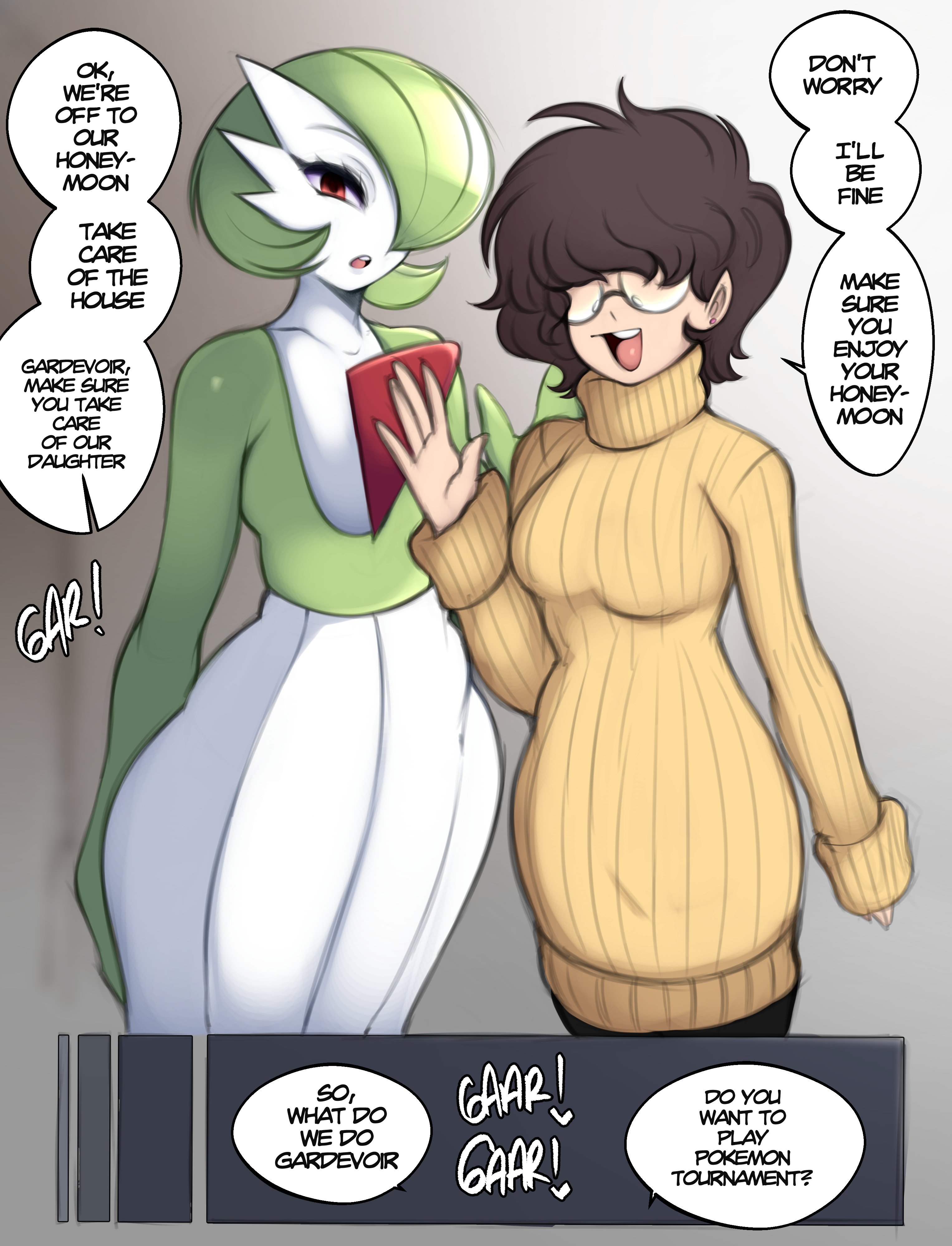 1boy, 1girls, 2d, 2d (artwork), 2d artwork, breasts, breeding, comic, comic page, duo, duo focus, female, femboy, femboy on female, gardevoir, green hair, hentai protagonist hair, hips, imminent sex, light skin, light-skinned female, male, male gardevoir, male pokemon/female human, male/female, nintendo, png version available, pokemon, pokemon (species), red eyes, saltyxodium, short hair, tagme, thick thighs, thighs, white skin, wide hips