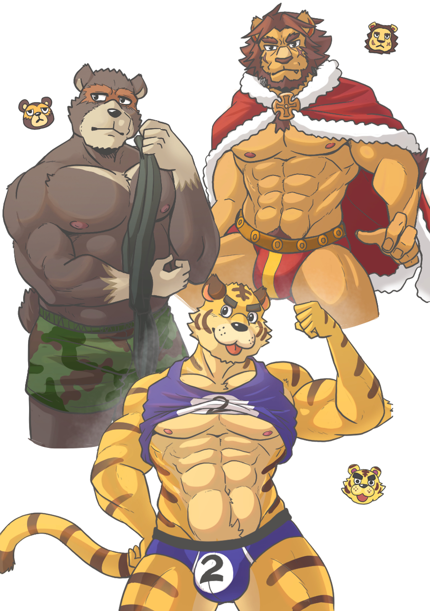 animal_crossing elvis_(animal_crossing) ike_(animal_crossing) muscular_male tybalt_(animal_crossing) ursid