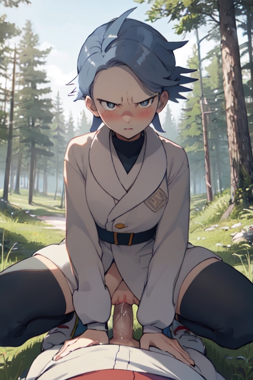 ai_generated aigeneratedp angry angry_face blue_hair blushing blushing_at_viewer cowgirl_position cum_in_pussy cyllene game_freak looking_at_viewer male_pov nintendo outdoors penetration pokemon pokemon_legends:_arceus pov pov_eye_contact riding riding_penis serious shimaboshi_(pokemon) squatting squatting_cowgirl_position vaginal_penetration