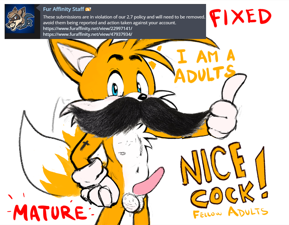 balls big_penis body_hair clothing english_text eyebrows facial_hair furaffinity genitals gesture gloves hairy_balls handwear letterbox male_only moustache nipples nude penis sega shmallow simple_background sonic_(series) sonic_the_hedgehog_(series) tails tattoo text thumbs_up url white_background