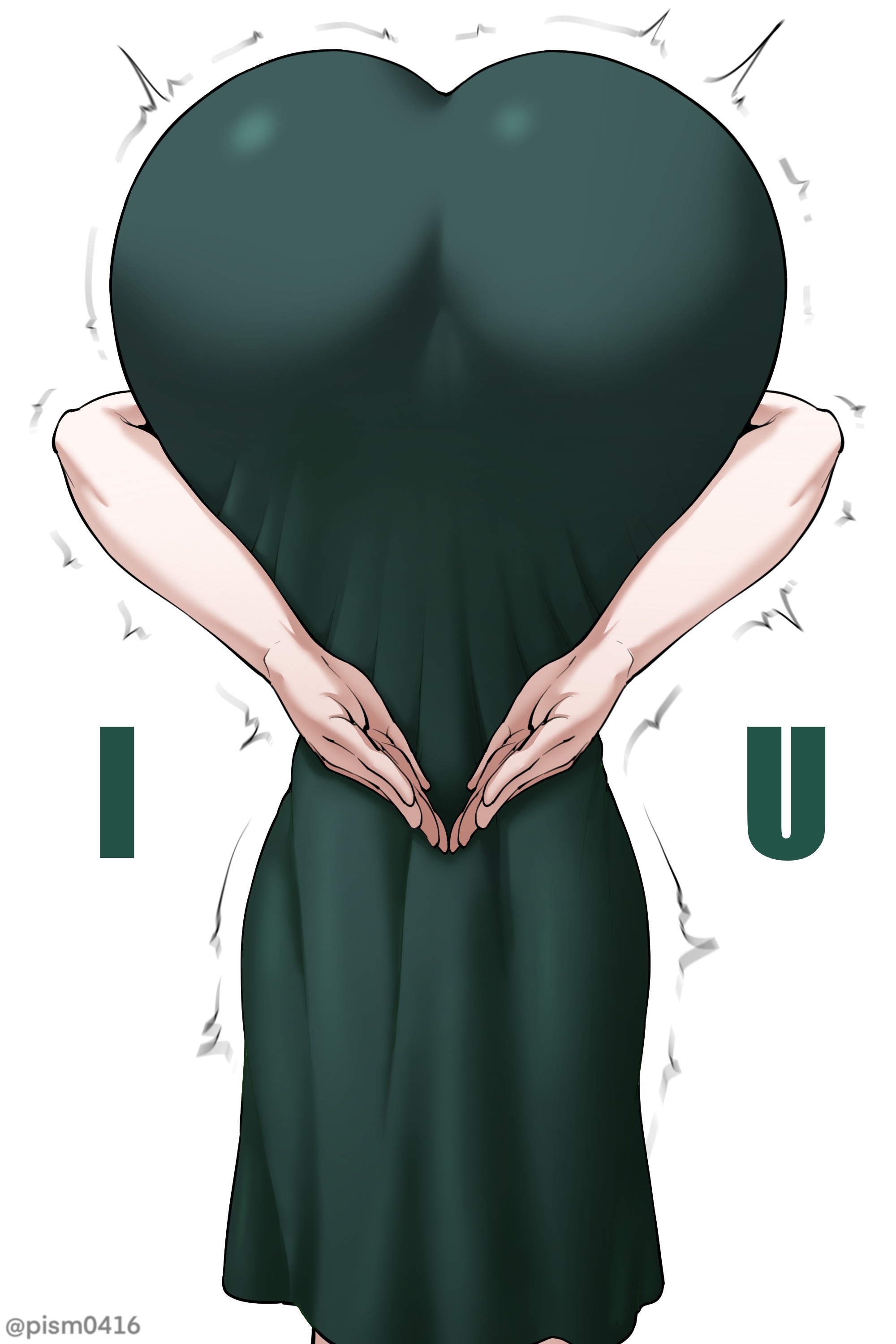 1girls, 2026, 2d, 2d (artwork), artist name, ass, ass up, back, back view, behind, behind view, big ass, big butt, bubble ass, bubble butt, butt, clothed, clothing, color, colored, digital media (artwork), dress, female, female only, from behind, fubuki (one-punch man), heart, heart ass, hi res, light skin, light-skinned female, no lady on twitter can recreate this (meme), one-punch man, pism, praise da booty (meme), simple background, solo, thick thighs, thighs, trend, trending pose, viewed from behind, white background