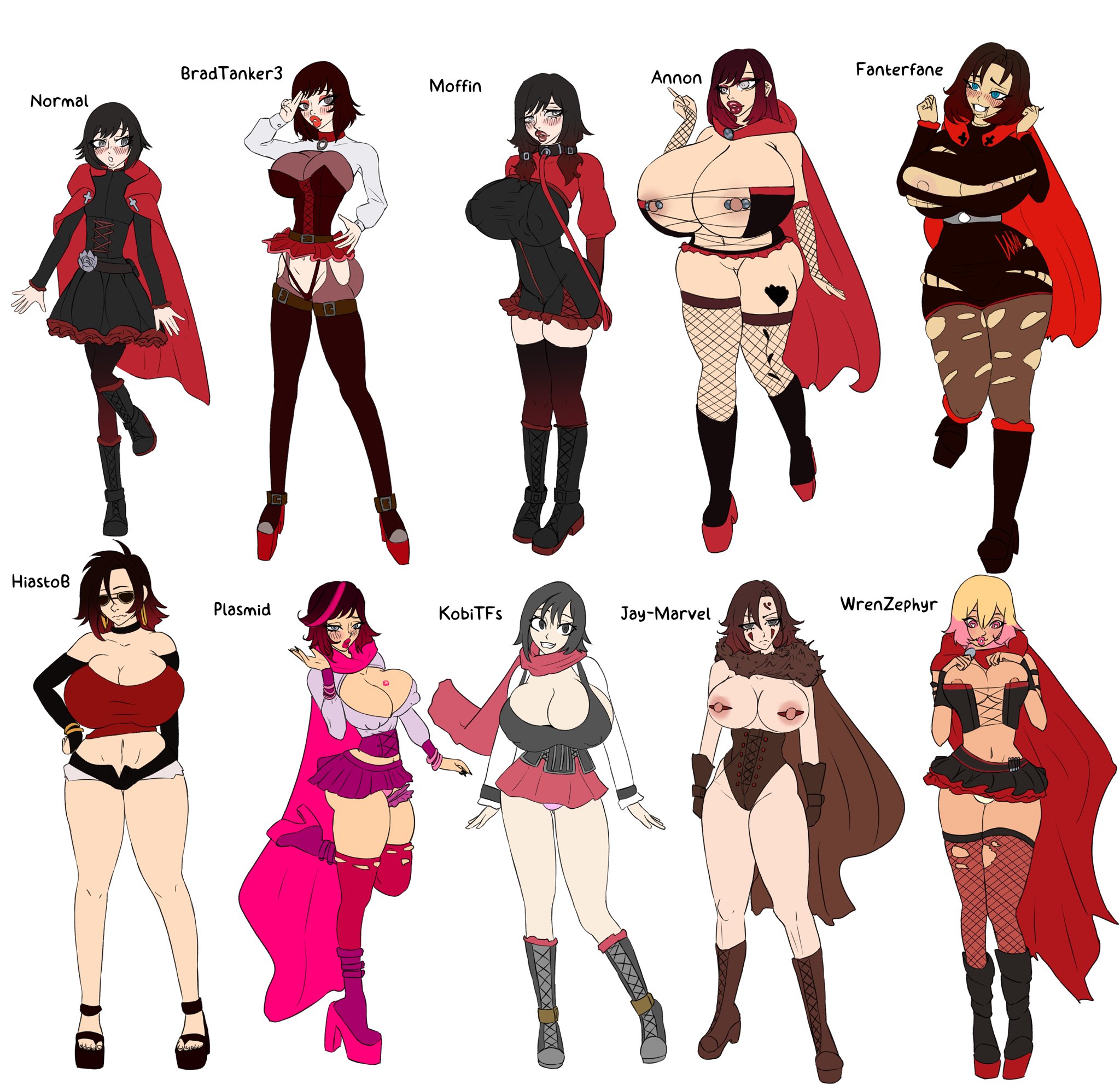 10girls, 2025, 2d, annon, big ass, big breasts, big butt, bimbo, bimbo body, bimbo lips, bimbofication, bimbofied, black boots, boots, booty shorts, bradtanker3, breast expansion, breasts, breasts out, collaboration, collage, corset, elbow gloves, fanterfane, female, female only, fishnet, fishnet clothing, fishnet legwear, fishnet stockings, fishnet thighhighs, fishnets, gloves, heel boots, heeled boots, heels, hi res, hiastobasement (artist), high heel boots, high heels, huge breasts, jay-marvel, kobi-tfs, light-skinned female, long legs, medium breasts, moffin, multiple girls, multiple persona, nipple bulge, nipple piercing, nipple slip, nipples, nipples visible through clothing, plasmidhentai, platform footwear, platform heels, ruby rose, rwby, short hair, shorts, skirt, tattoo, tattoos, thigh boots, thigh highs, thighhighs, thighs, wrenzephyr2