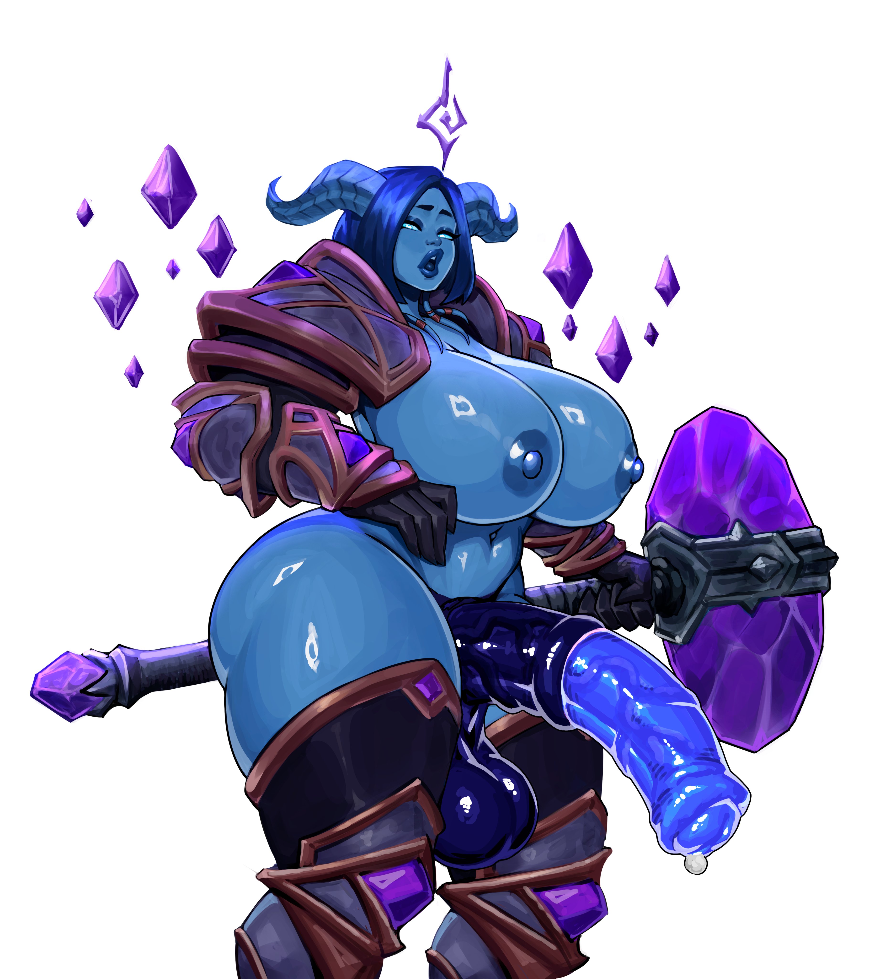 deinadver, draenei, futa only, futanari, hammer, horsecock, solo, solo futa, warcraft, world of warcraft