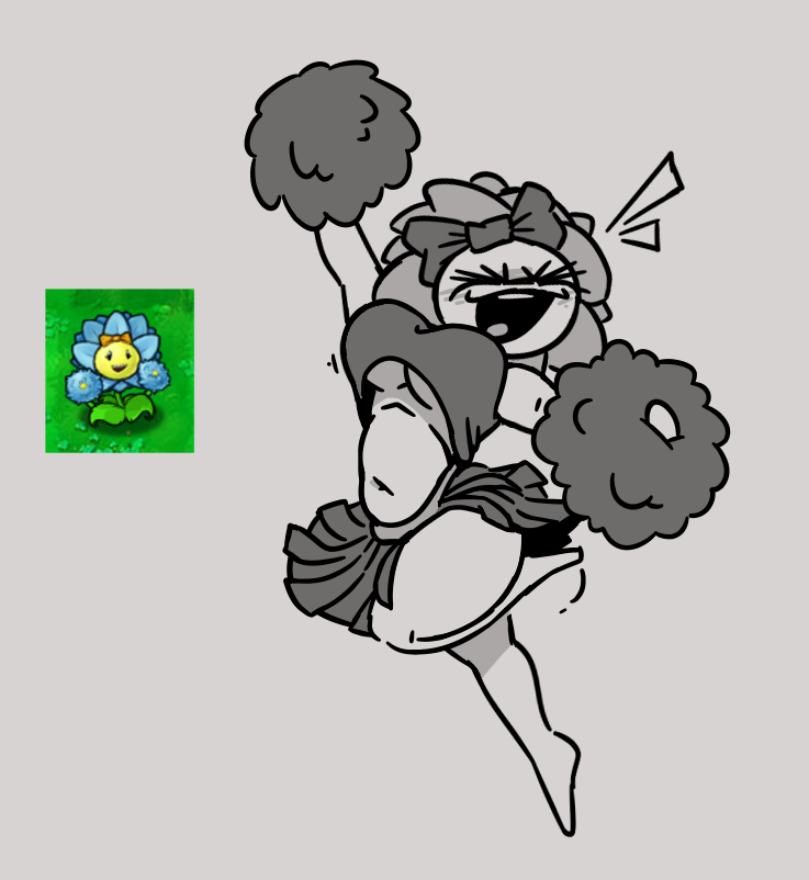 ampliflower (pvz), anthro, anthro character, breasts, cheerleader, cheerleader uniform, electronic arts, female, flora fauna, plant girl, plant humanoid, plantie, plants vs zombies, plants vs zombies dlc mod, popcap, popcap games, pvz, tagme (artist), video game, video game character