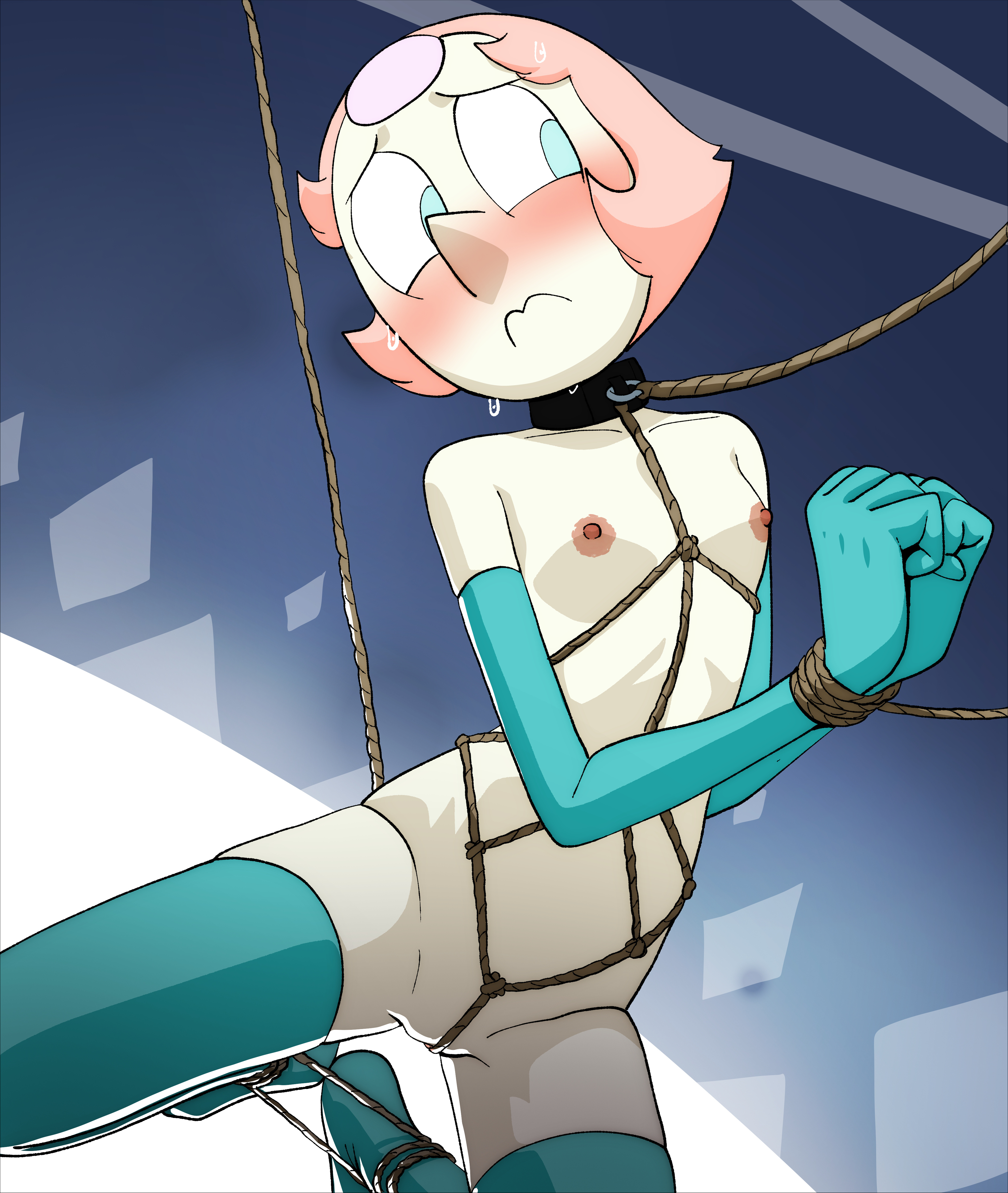 1girls, bondage, coolerinker, inker comics, inkershike, nipples, pearl (steven universe), pussy, shibari, steven universe, tagme, thighhighs
