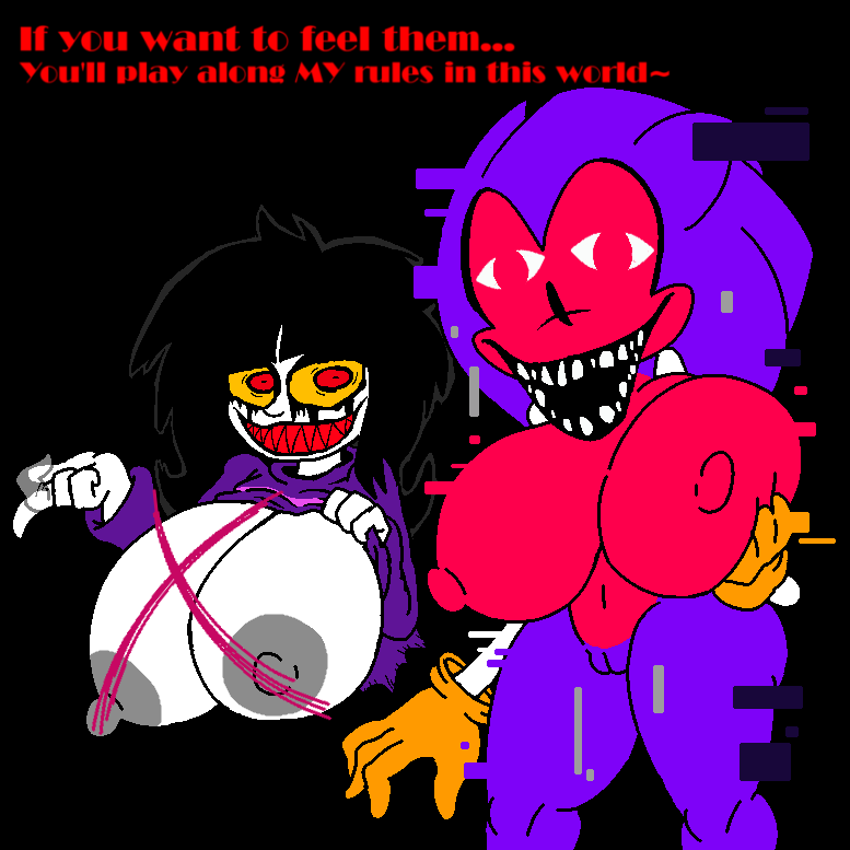 1:1 anthro areola big_breasts black_background black_hair breasts clothed clothing creativehands75 creepypasta crtvhands dialogue duo eulipotyphlan fan_character female flashing flashing_breasts fur genitals gloves grey_areola grey_nipples hair handwear hedgehog huge_breasts human looking_at_viewer mammal navel needlemouse_(character) needlemouse_(series) nightmare_fuel nipple_outline nipples orange_clothing orange_gloves orange_handwear pink_body pink_fur presenting presenting_breasts purple_body purple_clothing purple_fur purple_sweater purple_topwear pussy raised_clothing raised_topwear red_eyes sarah_henderson_(needlemouse) sega sharp_teeth simple_background smile sonic.exe_(creepypasta) sonic_(series) sonic_the_hedgehog sonic_the_hedgehog_(series) sweater talking_to_viewer teeth text thick_thighs topwear white_body white_skin wide_hips yellow_sclera