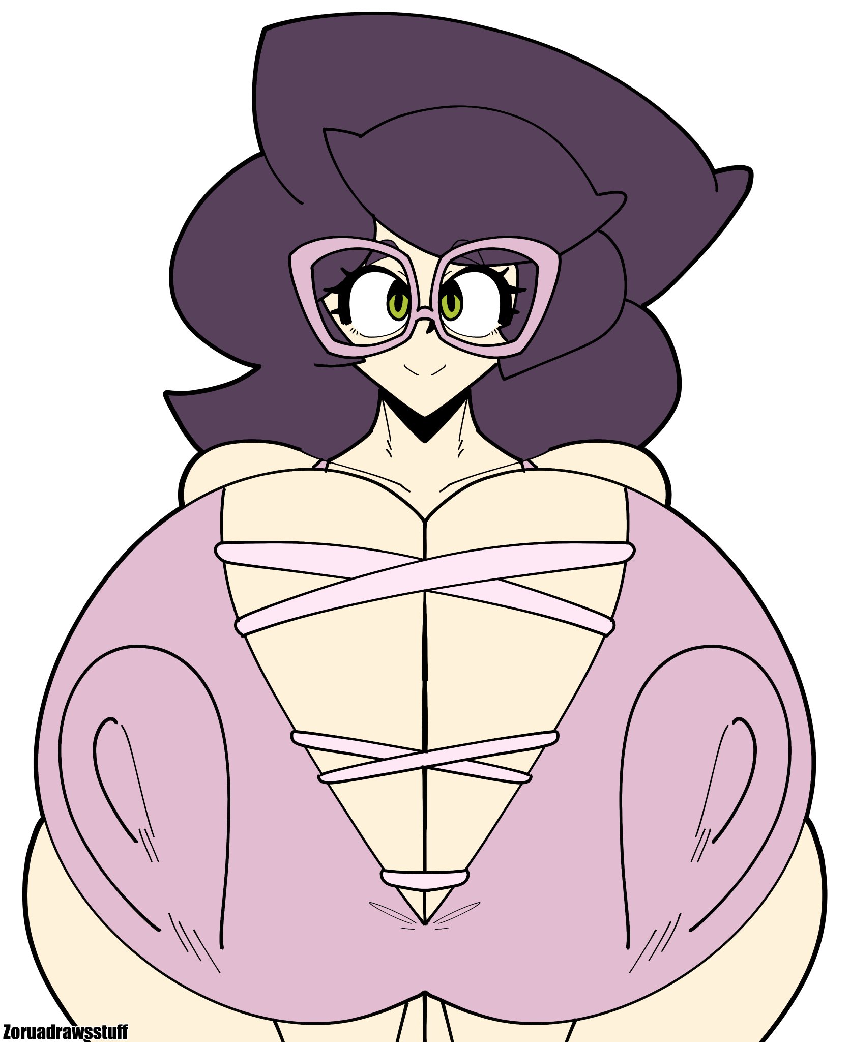 big breasts, boob window, breasts, clothed, female, female only, flat colors, huge breasts, nintendo, nipples visible through clothing, no bra, pokemon, venus body, wicke (pokemon), zoruadrawsstuff