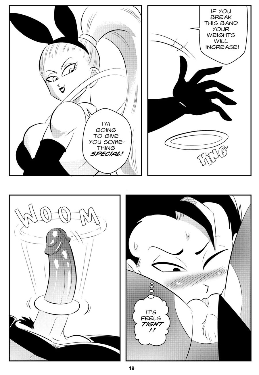 1boy 1girls angel_(dragon_ball) big_breasts big_penis black_and_white blush breasts bunny_girl cabba cock_ring comic cunnilingus dragon_ball dragon_ball_super funsexydragonball monochrome page_19 ponytail pussy saiyan sitting_on_face vados