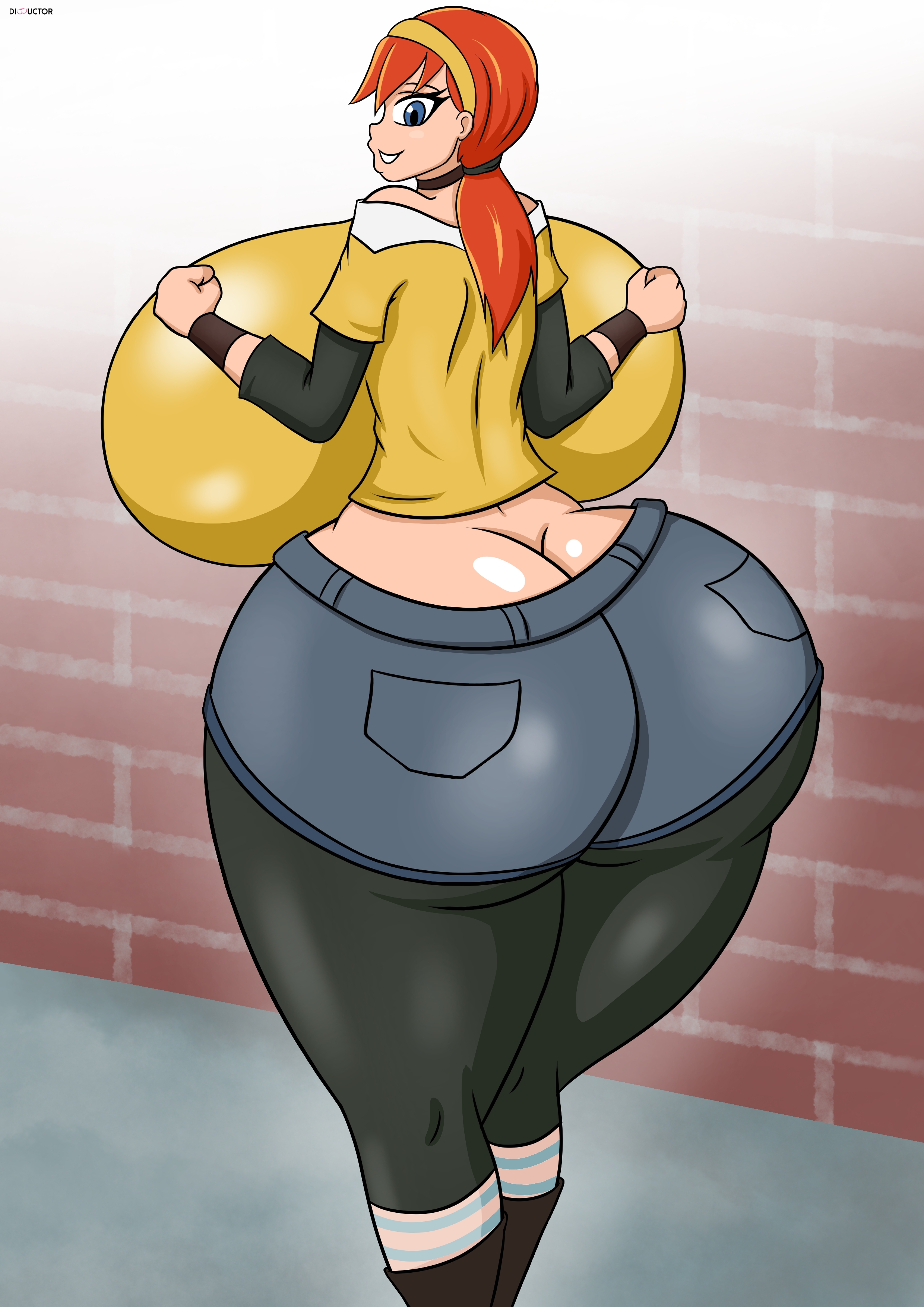 april o'neil, april o'neil (tmnt 2012), ass, ass cleavage, ass crack, backboob, big ass, big breasts, boots, breasts, breasts bigger than head, butt crack, clothed, clothing, curvy, dibuctor, female, female only, huge ass, huge breasts, human, obese, pale skin, socks, teenage mutant ninja turtles, tmnt 2012, voluptuous