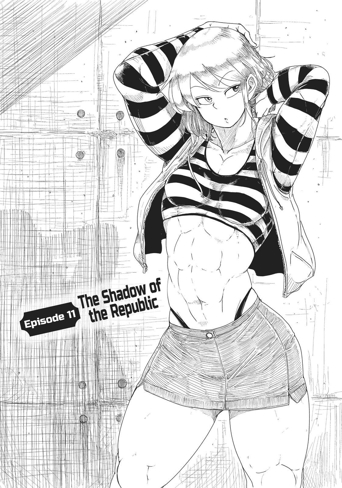1girls, abs, anego (lv1 maou to one room yuusha), ass, athletic, athletic female, black and white, breasts, clothed, clothing, cover, english text, female, hips, lv1 maou to one room yuusha, manga, manga page, midriff, muscular, muscular arms, muscular female, muscular thighs, text, thick thighs, thighs, tummy