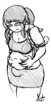 1futa 2019 belly belly_grab big_breasts breasts bulge chubby chubby_belly chubby_female clothed clothing fully_clothed futa_only futanari human kinktober long_hair looking_down penis ponytail self_upload sketch small_image solo standing yetig