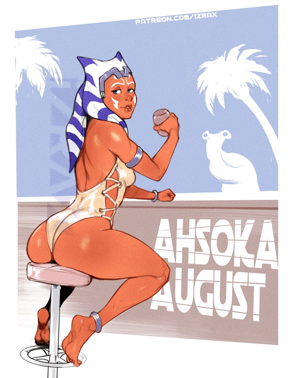 ahsoka tano, ass, back, feet, female, izra, lips, smile, solo, star wars, swimsuit, text, toes, togruta