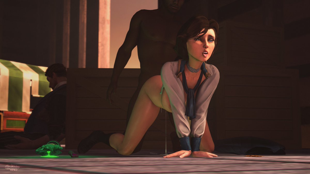 1girls, 2boys, 3d, 3d (artwork), ahe gao, ass, bending over, bent over, big breasts, bioshock, bioshock infinite, blue eyes, booker dewitt, bottomless, breasts, brown hair, bubble ass, bubble butt, busty, choker, clothing, collarbone, cum, cum drip, cum in pussy, cum inside, cum string, cumdrip, cumstring, dark skin, dark-skinned male, elizabeth comstock, female, from behind, from behind position, hourglass figure, interracial, large breasts, long hair, male, nude, nude female, nude male, on all fours, open shirt, penetration, ponytail, pussy, rape, saliva, saliva drip, saliva string, saliva trail, scarf, sex, shirt, tied hair, tongue, tongue out, wide hips, wildynsfw