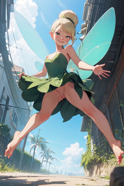 ai_generated aigeneratedp barefoot disney fairy legs no_panties peter_pan peter_pan_(disney) showing_pussy soles spread_legs tinker_bell toes