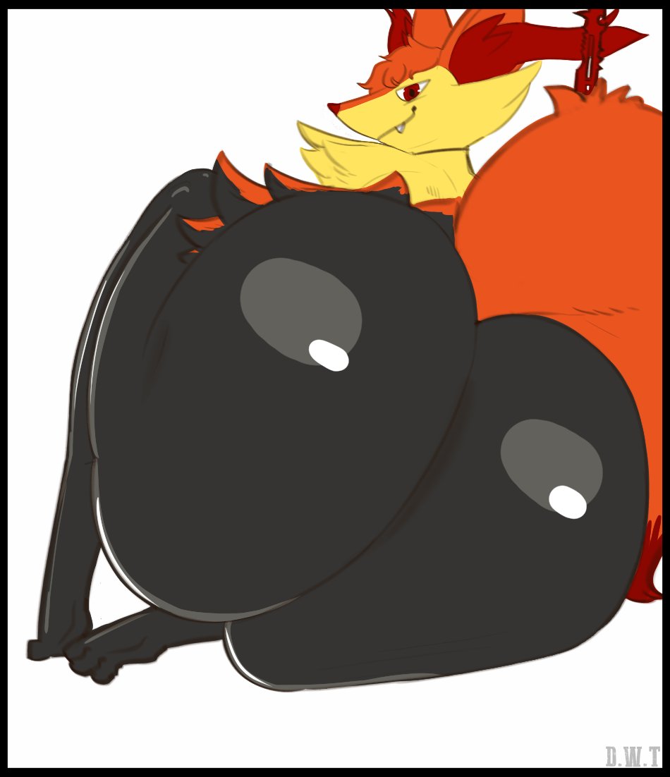 2021 ambiguous_gender artist_name ass ass_focus back_view big_ass black_body bottom_heavy braixen commission dat_ass dongwongtang fat_ass furry gigantic_ass huge_ass large_ass looking_at_viewer looking_back multicolored_fur orange_fur original original_character paws pokemon pokemon_(species) pokemon_xy presenting_hindquarters rear_view solo solo_focus tail tairenar thick_thighs white_background wide_hips ych yellow_fur