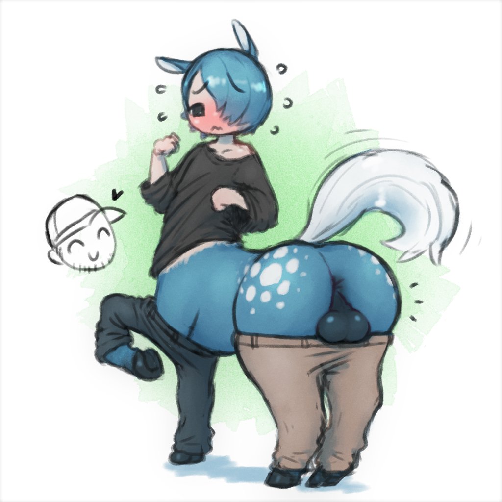 blue_body blue_fur blue_hair centaur clothed clothing embarrassed equid equid_taur femboy fur girly hair humanoid_taur lonely_cri male male_centaur male_only mammal mammal_taur partially_clothed solo solo_male taur