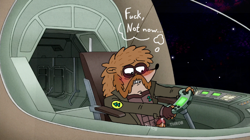 after_masturbation anthro blush bodily_fluids boner brown_fur cartoon_network chest_plate cum cum_drip cumming fingerless_gloves fluffy fluids flustered flustered_male furry future_rigby green_clothing male_only moustache panting raccoon regular_show rigby rigby_(regular_show) spacecraft spacecraft_interior