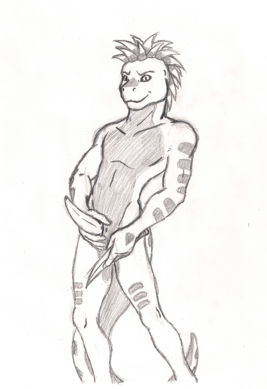 2014 anthro cheetahlover confident erection furx_(character) genitals greyscale hi_res holding_penis lizard male monochrome nude penis reptile scalie simple_background smile solo standing traditional_media_(artwork) white_background