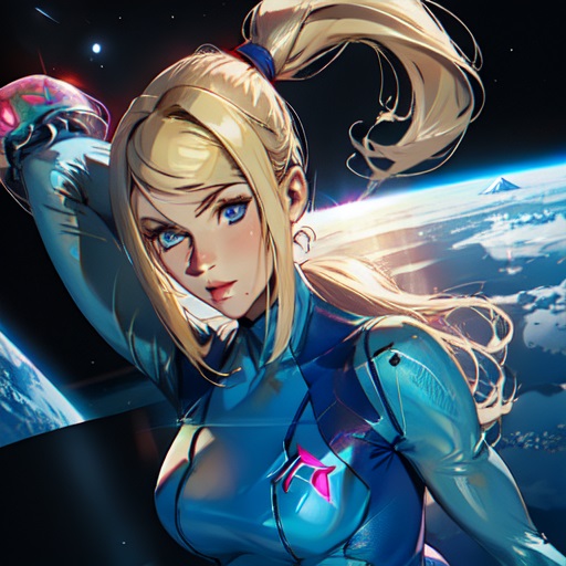 1girls ai_generated alien blonde_hair blonde_ponytail blue_bodysuit blue_clothes blue_clothing bodysuit female metroid outer_space pixai pooplool samus samus_aran solo space stars tagme thin_female zero_suit_samus